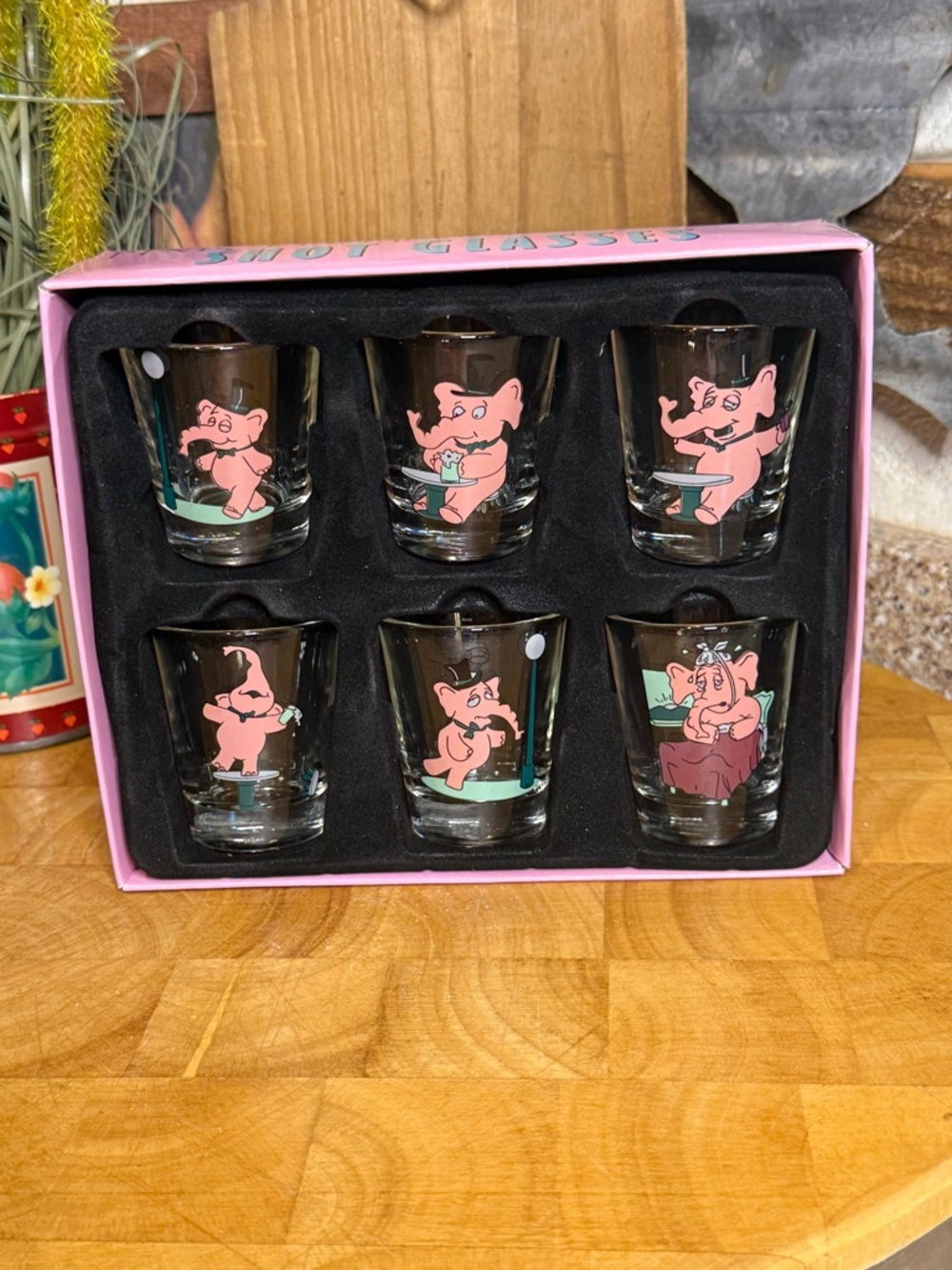 2004 Pink Elephant Shot Glass Set - 6pc